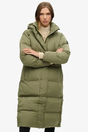 Superdry Vrouwen Lange Pufferjas met Capuchon Grootte: 38