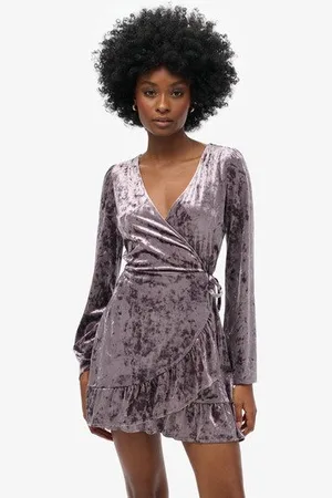 Superdry Vrouwen Fluwelen Mini-wikkeljurk Grootte: 36