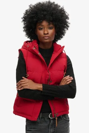 Superdry Vrouwen Everest Pufferbodywarmer met Capuchon Grootte: 42