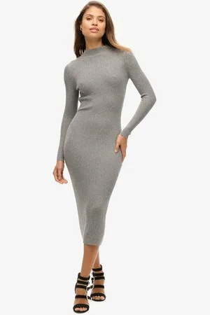 Superdry Vrouwen Rugloze Bodycon Midi-jurk Grootte: 44