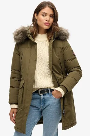 Superdry Vrouwen Everest Parka van Imitatiebont Grootte: 36