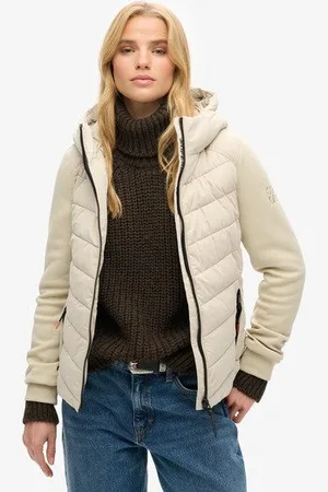 Superdry Vrouwen Gewatteerde Hybride Storm jas met Capuchon Grootte: 36