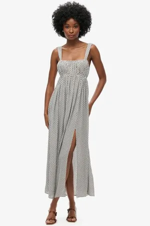 Superdry Vrouwen Maxi-jurk met Strik op de rug Grootte: 40