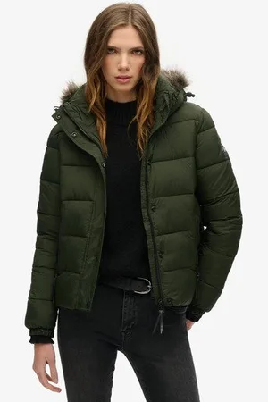 Superdry Vrouwen Korte Tussenlaagjas met Capuchon Grootte: 42