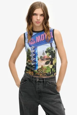 Superdry Vrouwen Hemdtopje met Subprint Grootte: 36