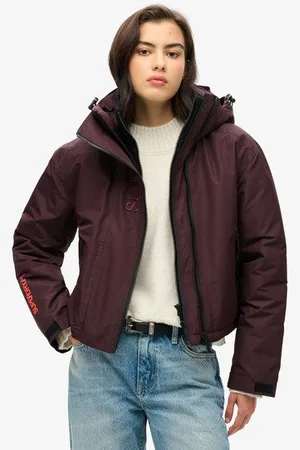 Superdry Vrouwen Windbreaker jas met Capuchon en Borduursel Grootte: 42