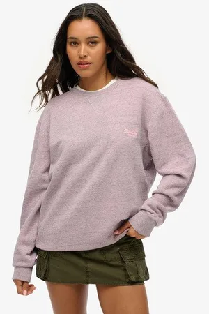 Superdry Vrouwen Oversized Overgeverfd Gemêleerd Sweatshirt met Ronde Hals Grootte: XL
