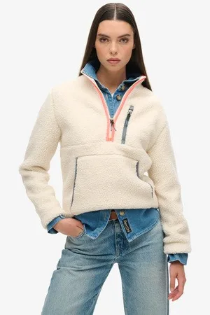 Superdry Vrouwen Outdoor Fleece met Halve Rits Grootte: 40