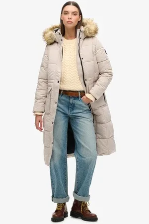 Superdry Vrouwen Lange Everest Pufferjas Grootte: 36