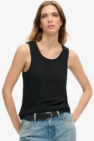 Superdry Vrouwen Tanktop met Laag Uitgesneden Ronde Hals Grootte: 36