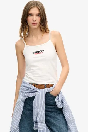 Superdry Vrouwen Sportswear Aansluitend Camitopje met Logo Grootte: 36