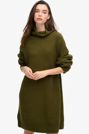 Superdry Vrouwen Gebreide Trui-jurk met Grove rib Grootte: 40