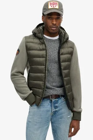 Superdry Mannen Storm Bomberjack van Fleece met Capuchon Grootte: S