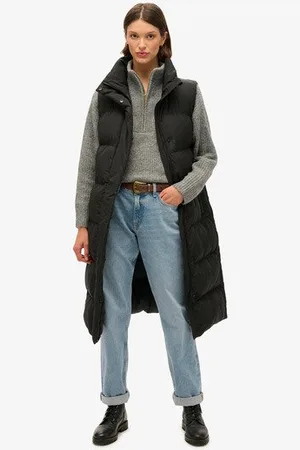Superdry Vrouwen Lange Pufferbodywarmer Grootte: 36