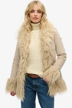 Superdry Vrouwen Hippiejas met Voering van Imitatiebont Grootte: 42