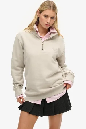 Superdry Vrouwen Oversized Essential Sweatshirt met Halve Rits en Logo Grootte: Xxl