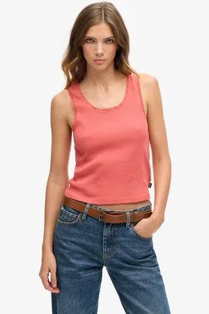 Superdry Vrouwen Athletic Essentials Vintage Hemdtopje met Kanten Rand Grootte: XS/S