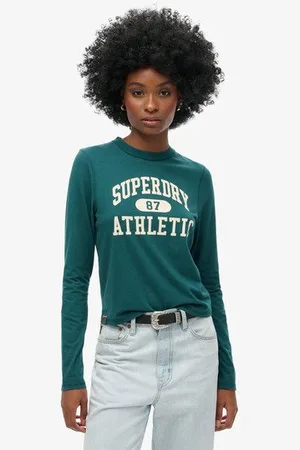 Superdry Vrouwen Athletic Essentials Slimfit Ringertop met Lange Mouwen Grootte: 36