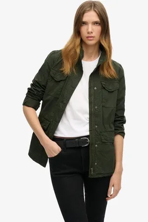Superdry Vrouwen St Tropez M65 Military Jack met Versieringen Grootte: 40