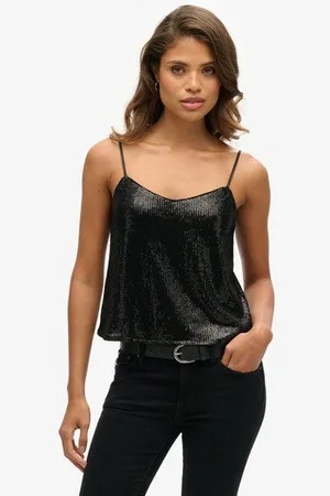 Superdry Vrouwen Camitopje met Pailetten Grootte: 36