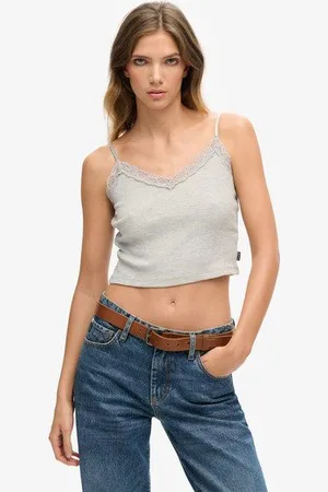 Superdry Vrouwen Camitopje met Kanten Boord Grootte: M/L