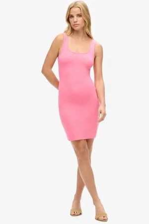 Superdry Vrouwen Jersey Mini-jurk met Vierkante Hals Grootte: 42