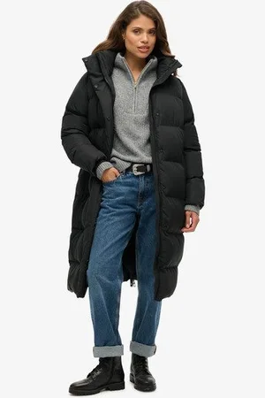 Superdry Vrouwen Lange Pufferjas met Capuchon Grootte: 38