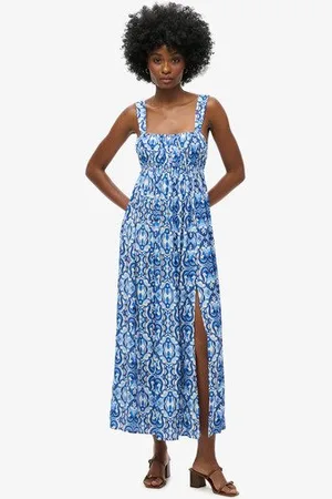 Superdry Vrouwen Maxi-jurk met Strik op de rug Grootte: 42