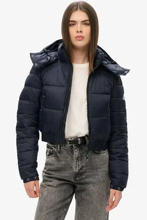 Superdry Vrouwen Korte Fuji jas met Capuchon Grootte: 40