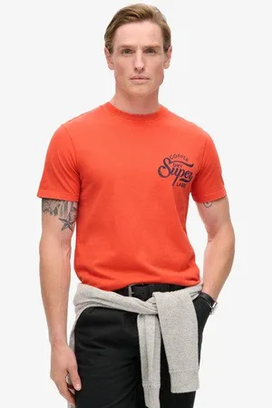Superdry Mannen Copper Label T-shirt met Grafische Print op de Borst Grootte: L