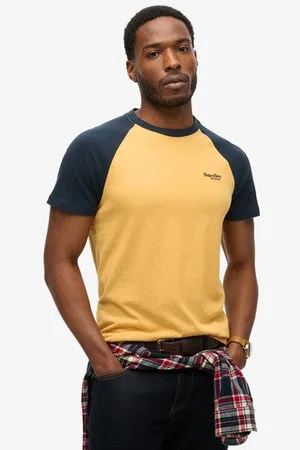 Superdry Mannen Essential Baseballshirt van Biologisch Katoen met Logo Grootte: M