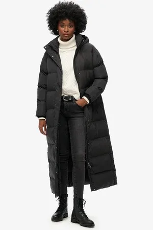 Superdry Vrouwen Maxi Pufferjas met Capuchon Grootte: 38