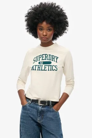 Superdry Vrouwen Athletic Essentials Slimfit Ringertop met Lange Mouwen Grootte: 42