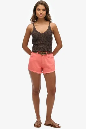 Superdry Vrouwen Jeansshort met Hoge Taille Grootte: 42