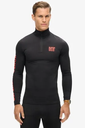 Superdry Sport Base Layer Skitop met Halve Rits Grootte: S