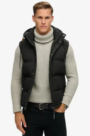 Superdry Mannen Everest Pufferbodywarmer met Capuchon Grootte: Xxl