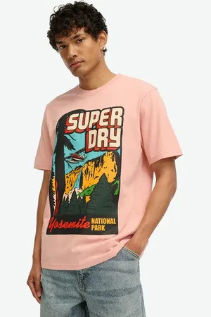 Superdry Mannen Travel Postcard T-shirt Grootte: XL