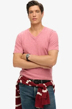 Superdry Mannen Slub-t-shirt met V-hals en Korte Mouwen Grootte: S