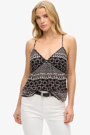 Superdry Vrouwen Geweven Camitopje met Print Grootte: 36