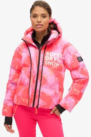 Superdry Sport Wijdvallende Ski Pufferjas met Capuchon Grootte: 38
