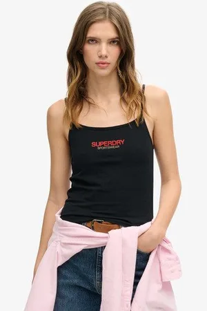 Superdry Vrouwen Sportswear Aansluitend Camitopje met Logo Grootte: 36