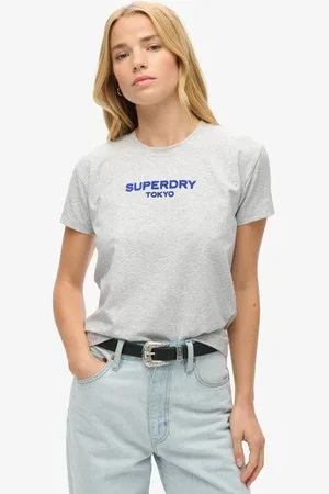 Superdry Vrouwen Aansluitend Sport Luxe T-shirt met Print Grootte: 44