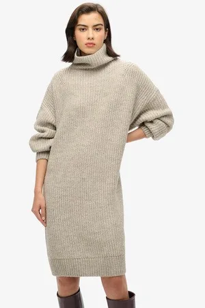 Superdry Vrouwen Gebreide Trui-jurk met Grove rib Grootte: 44