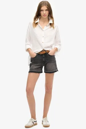Superdry Vrouwen Cut-off Short met Middelhoge Taille Grootte: 34