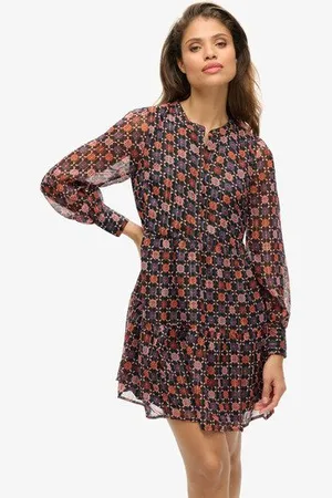 Superdry Vrouwen Gelaagde Mini-jurk met Lange Mouwen Grootte: 36