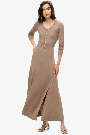 Superdry Vrouwen Midi-jurk met Halve Knoopsluiting Grootte: 40