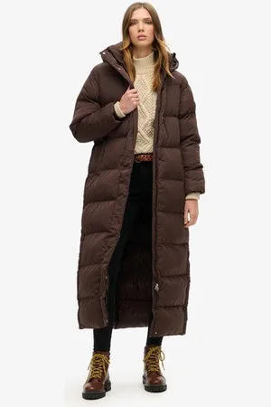 Superdry Vrouwen Maxi Pufferjas met Capuchon Grootte: 38