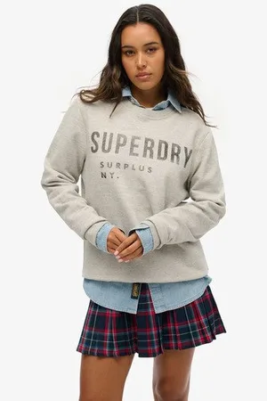 Superdry Vrouwen Oversized Surplus Sweatshirt met Ronde Hals en Print Grootte: XL