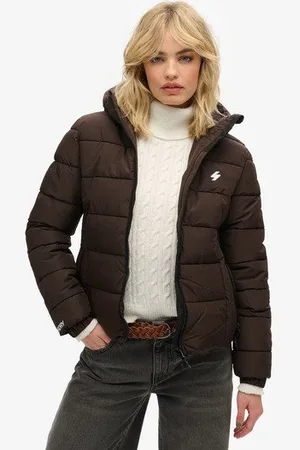 Superdry Vrouwen Spirit Sports Pufferjas met Capuchon Grootte: 36