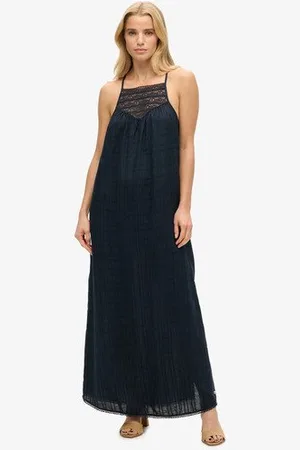Superdry Vrouwen Lace Halter Maxistrandjurk Grootte: 34